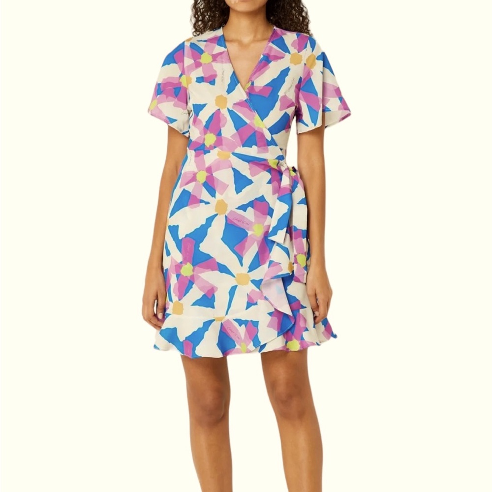 NWT Beautiful Colourful Rebel Telsi Big Flower Wrap Mini Dress Size XS